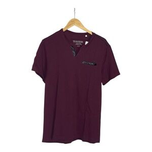 GUESS Men's Dark burgundy Short Sleeve Tee large